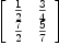 
\label{eq6}\left[ 
\begin{array}{cc}
{1 \over 2}&{3 \over 4}
\
{7 \over 2}&{5 \over 7}
