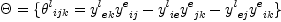 
\label{eq16}
\Theta = \{ {\theta^l}_{ijk} =  {y^l}_{ek} {y^e}_{ij} - {y^l}_{ie} {y^e}_{jk} - {y^l}_{ej} {y^e}_{ik} \}
